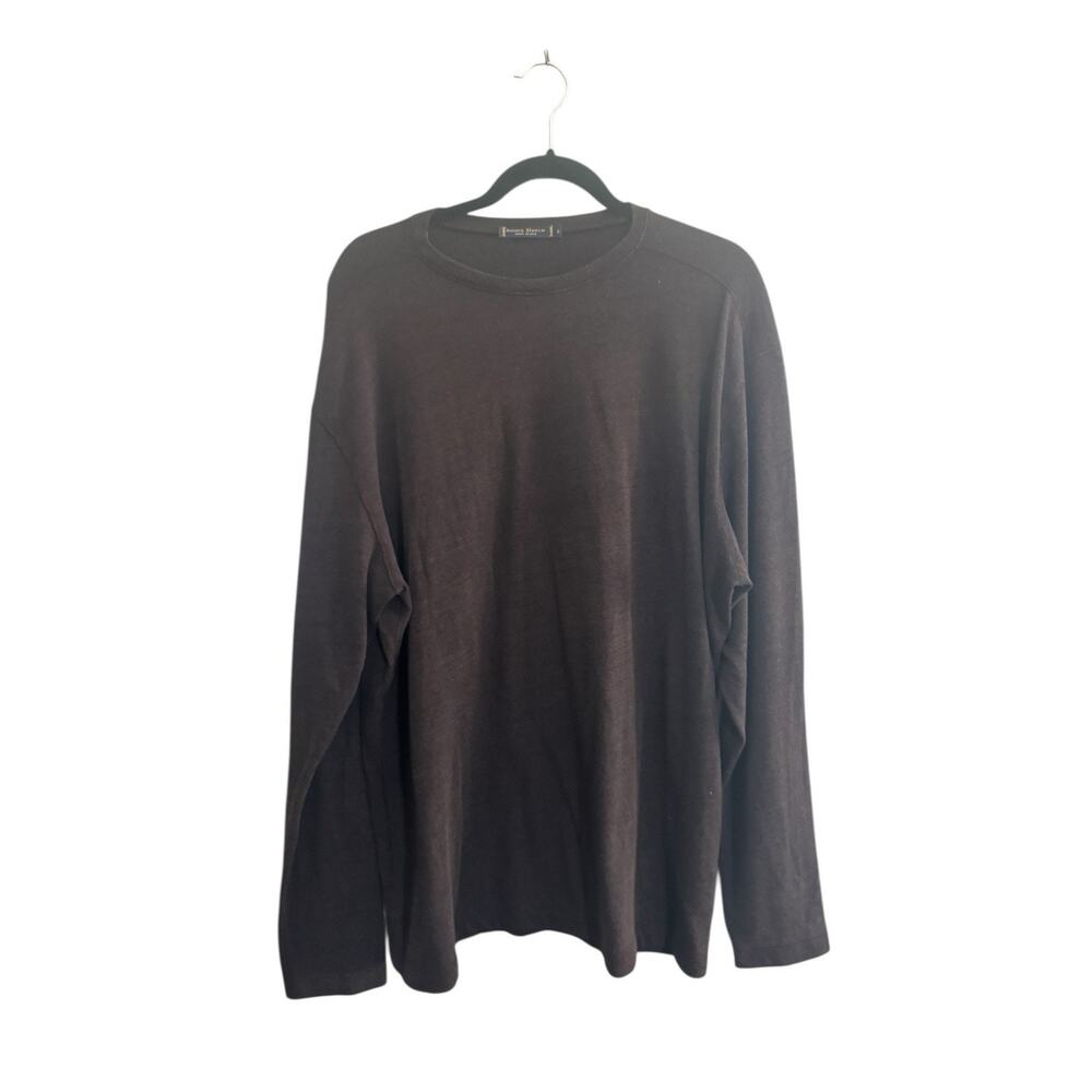 Agave Mens XL Luxe Standard Fit Crew Neck Long Sleeve Pullover Shirt Brown #5640
